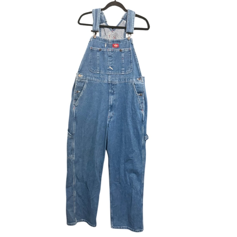 Dickies Mens Denim Bib Overalls Medium Wash 100% Cotton 32x30 8396SNB Workwear